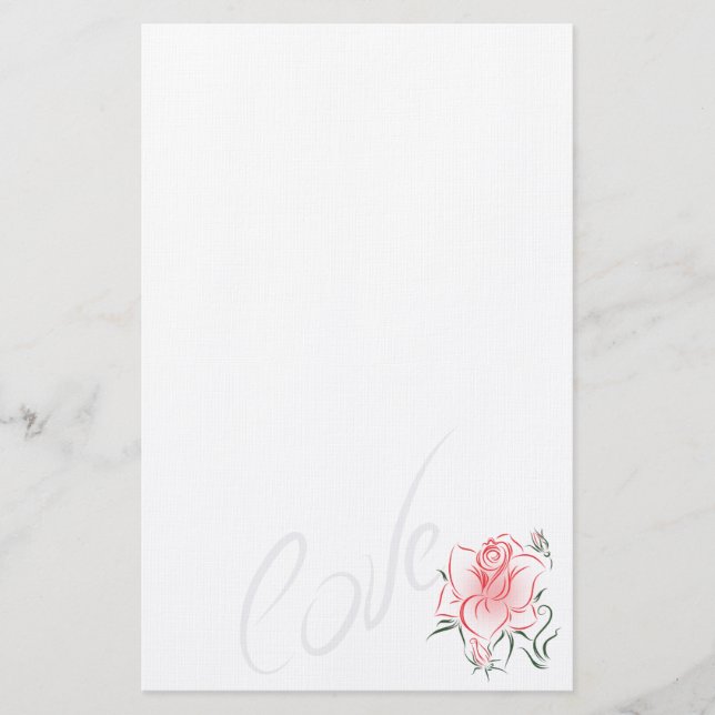 Stylised Red Rose and Love Stationery (Front)