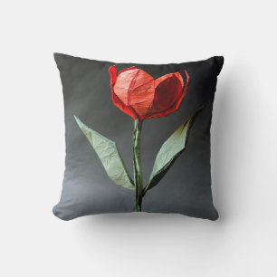 Stylised Red Tulip Pillow