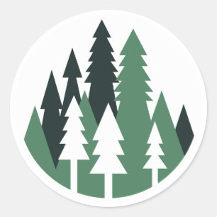 Stylised representation of a forest  classic round sticker