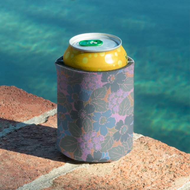 Stylised Retro Floral Pattern Can Cooler (In Situ Pool)
