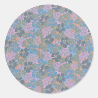 Stylised Retro Floral Pattern Classic Round Sticker