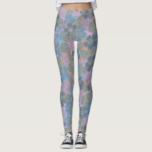 Stylised Retro Floral Pattern Leggings