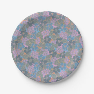Stylised Retro Floral Pattern Paper Plate
