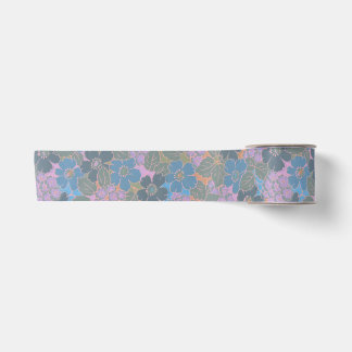 Stylised Retro Floral Pattern Satin Ribbon