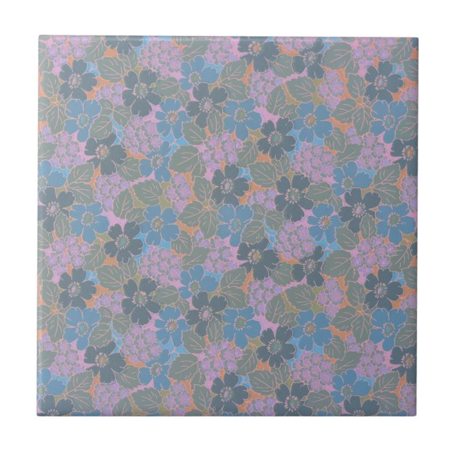 Stylised Retro Floral Pattern Tile (Front)
