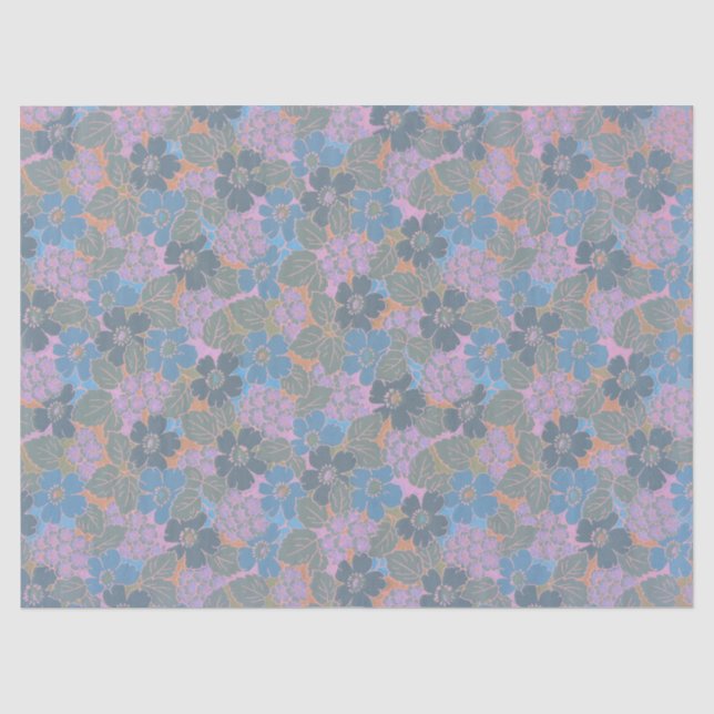 Stylised Retro Floral Pattern Tissue Paper (Front)