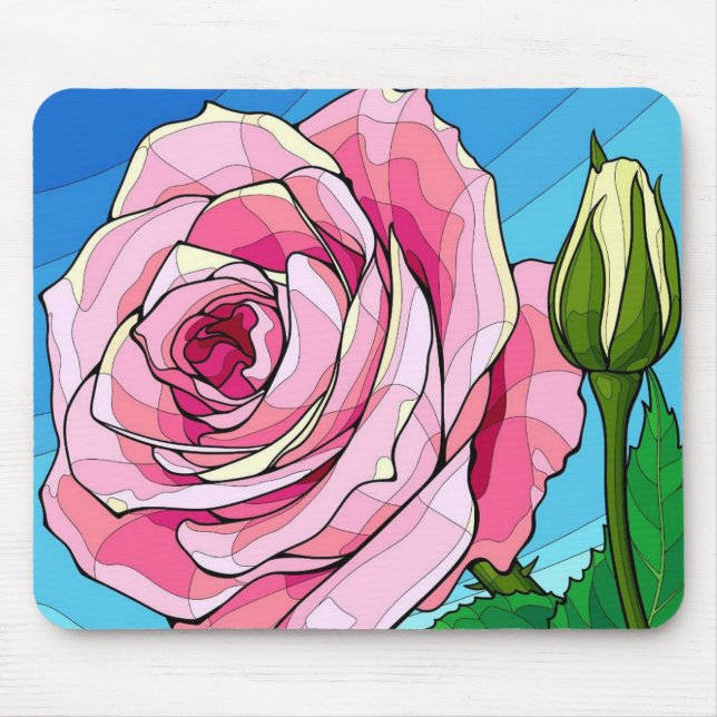 Stylised Rose Elegance Mouse Pad (Front)