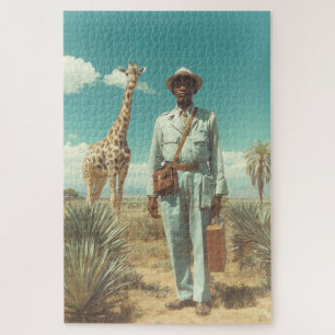 Stylised Safari Portrait Giraffe Desert Landscape Jigsaw Puzzle
