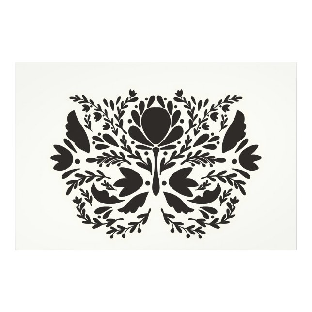 Stylised Scandinavian floral folk art pattern Photo Print (Front)