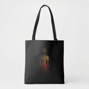 Stylised Silhouette of Woman – Gradient Line Art Tote Bag