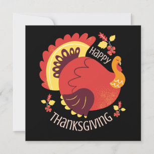 Stylised Sitting Turkey Fall Happy Thanksgiving Card