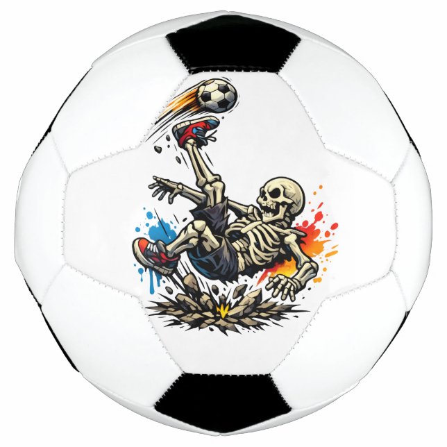 Stylised Skeleton Bicycle Kick Soccer Mug | Funny  Ball (Front)