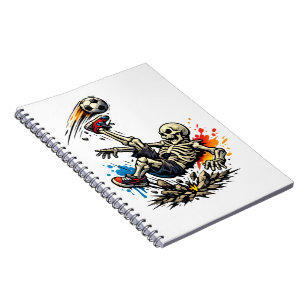Stylised Skeleton Bicycle Kick Soccer Mug Funny Notebook