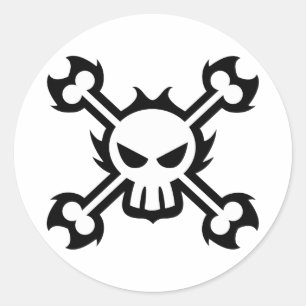 Stylised Skull Icon Sticker in White