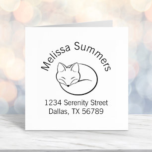 Stylised Sleeping Fox Arch Address Self-inking Stamp