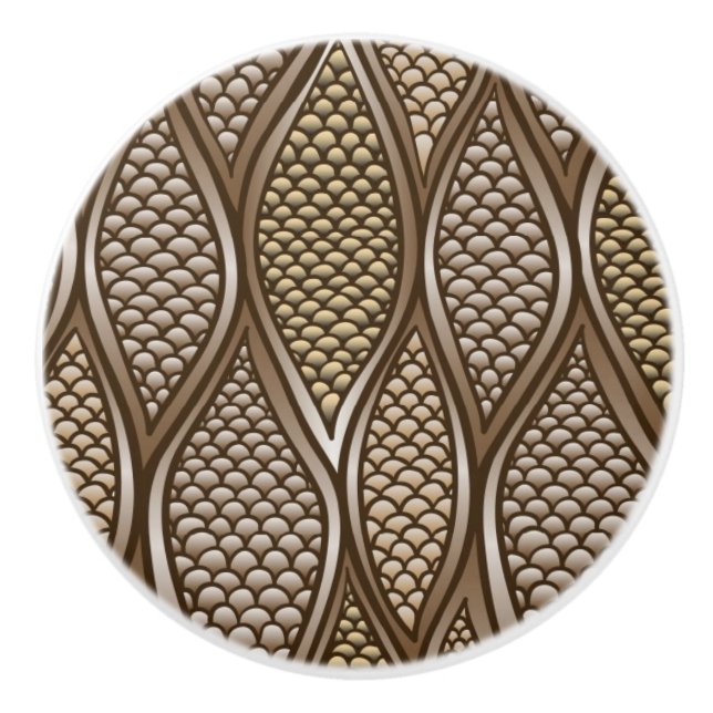 Stylised snake skin ceramic knob (Front)