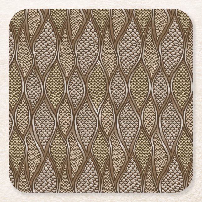 Stylised snake skin square paper coaster (Front)