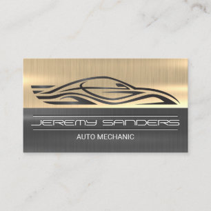 Stylised Sports Car Gold Silver Metal Business Card