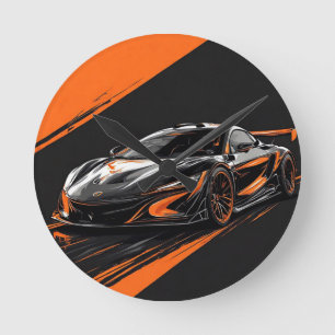 Stylised Sports Car Round Clock