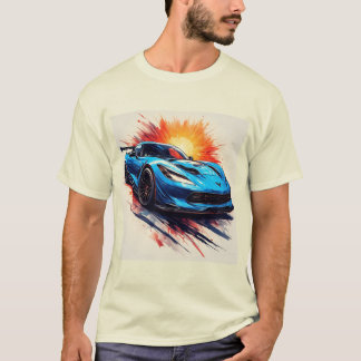 Stylised Sports Car With Dynamic Brushstrokes T-Shirt