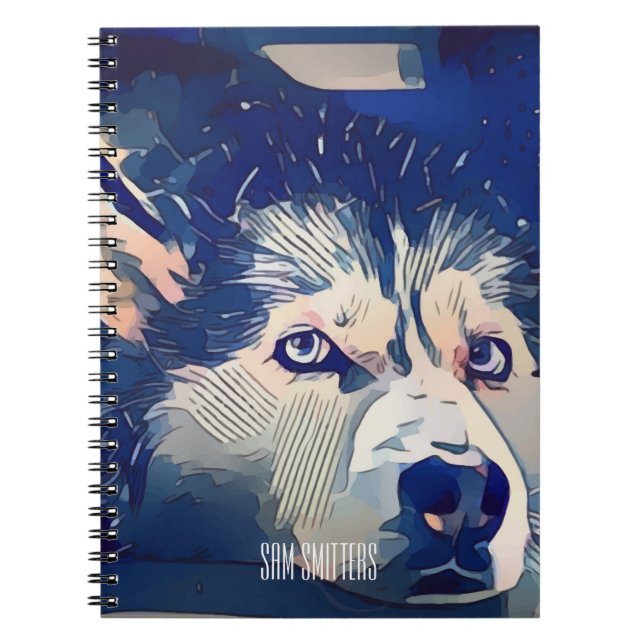 Stylised Stylish Husky Drawing Notebook (Front)