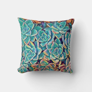 Stylised Succulent Plants Throw Pillow / Cushion