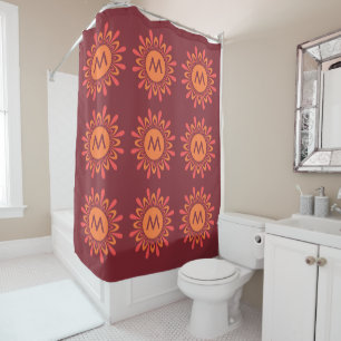 Stylised Sun custom monogram shower curtain
