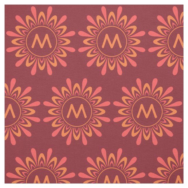 Stylised Sun /Flower Pattern custom & colour fabri Fabric (Swatch)
