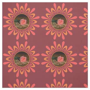 Stylised Sun/Flower Pattern with YOUR PHOTO fabric
