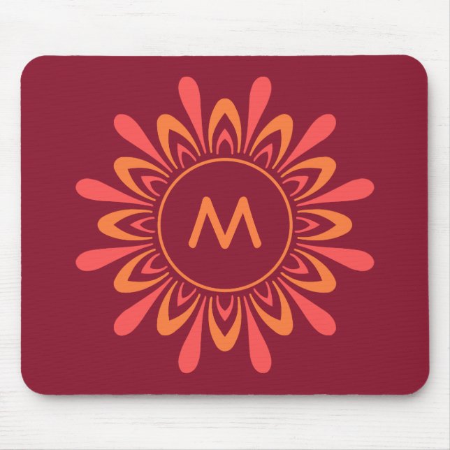 Stylised Sun Pattern custom monogram mousepad (Front)