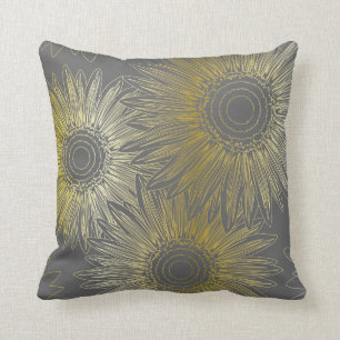 Stylised sunflowers cushion