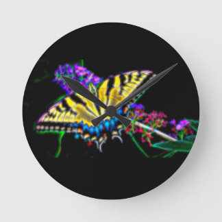 Stylised Swallowtail Butterfly Round Clock