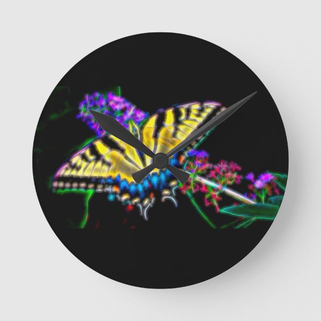 Stylised Swallowtail Butterfly       Round Clock (Front)