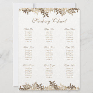 Stylised Tan and Brown Floral Leaves Seating Chart Invitation