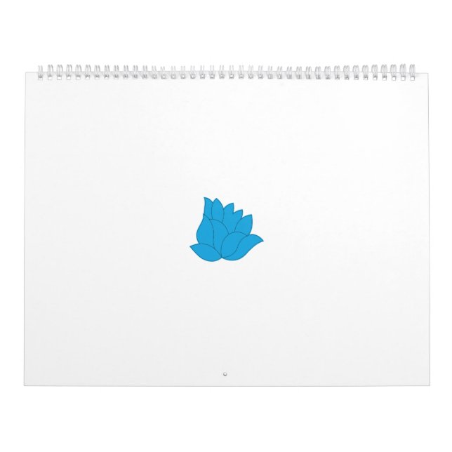 Stylised, teal-blue flower design with overlapping calendar (Cover)