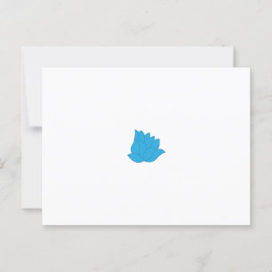 Stylised, teal-blue flower design with overlapping postcard