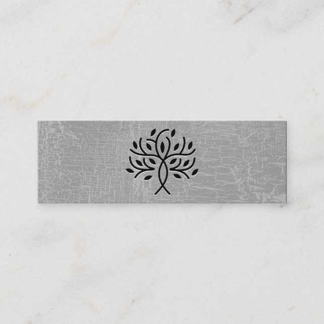 Stylised Tree Icon Marbled Grey Mini Business Card (Front)