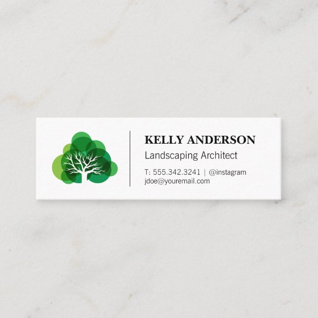 Stylised Tree Icon | Tree Trimming Service Mini Business Card (Front)