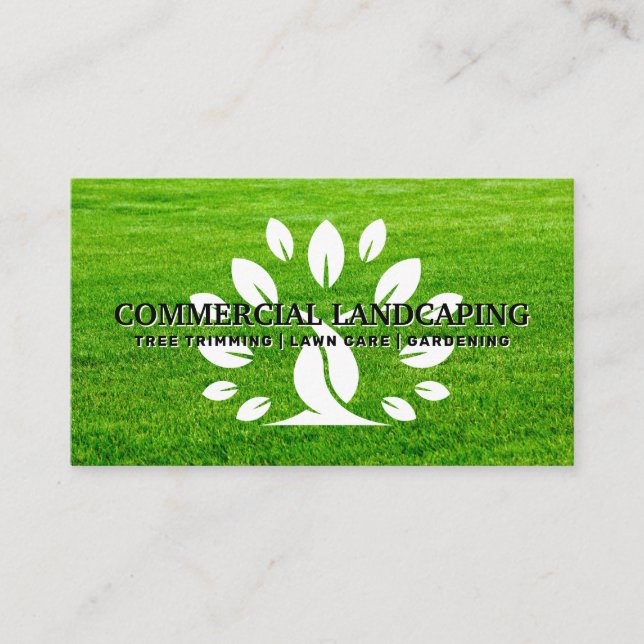Stylised Tree Logo | Cut Grass Business Card (Front)