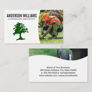 Stylised Tree Logo   Gardener Planting Business Card