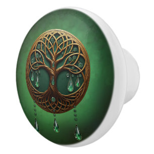 Stylised tree of life ceramic knob