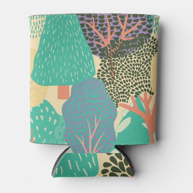 Stylised Trees: Forest Bright Pattern Can Cooler (Front)
