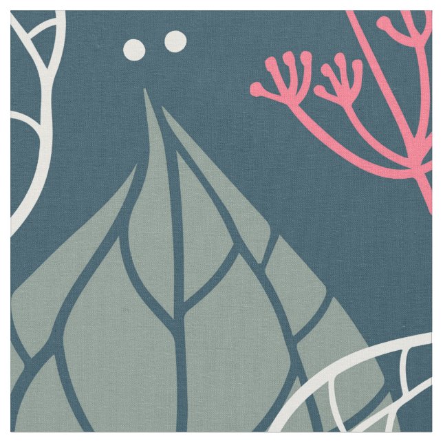 Stylised tropical leaves pattern fabric (Close Up)