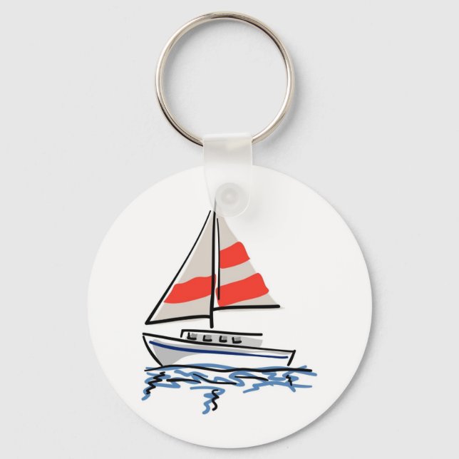 Stylised Tropical Sailboat Key Ring (Front)