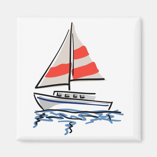 Stylised Tropical Sailboat Magnet (Front)