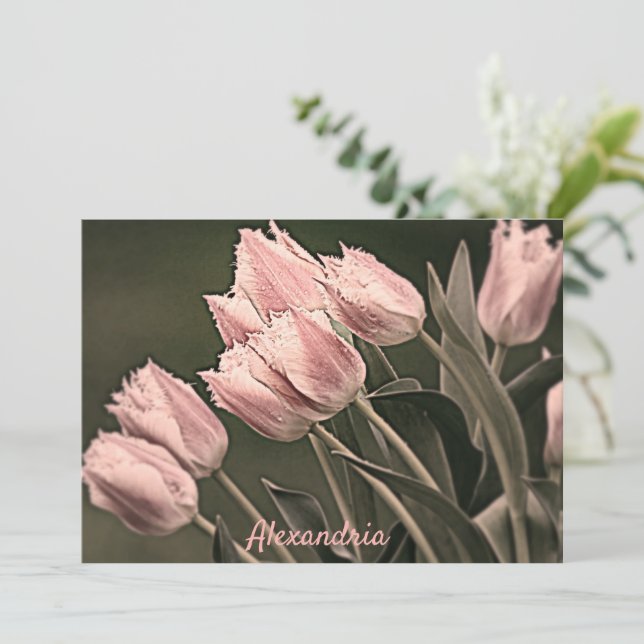 Stylised Tulips Personalised Card (Standing Front)