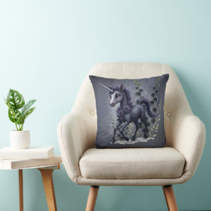 Stylised unicorn in floral splendour.  cushion