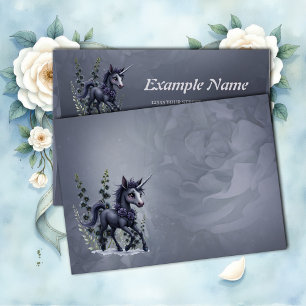Stylised unicorn in floral splendour. envelope