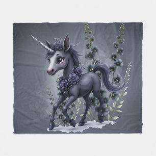 Stylised unicorn in floral splendour.  fleece blanket