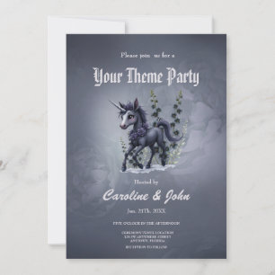 Stylised unicorn in floral splendour. invitation